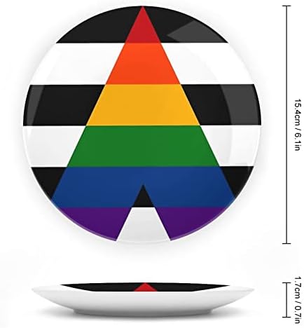 Black White Stripe Gay Pride Flagcustom Photo Bone China Decorativa Personalidade Cerâmica Placa Cerâmica