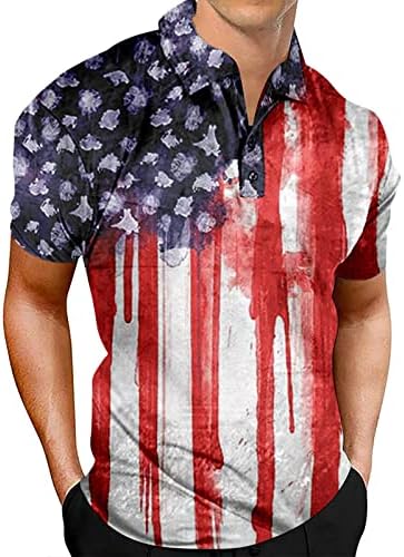 Camisas de verão para homens Men's Patriótico Performance Independência Dia American Flag Classic Mens de manga
