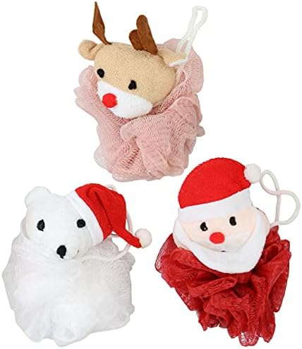 Iconikal Kid's Christmas Bath Personagem Loofahs, Papai Noel, rena, urso polar