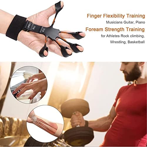 Eziis fortalecedor de dedos, treinador de força de aderência, 6 exercícios de dedos de nível resistente e maca