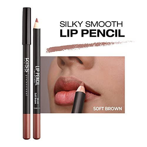 Kiss New York Professional Slim Lip lápis, delineador de lábios macios cremosos, cor de lábio rica de longa