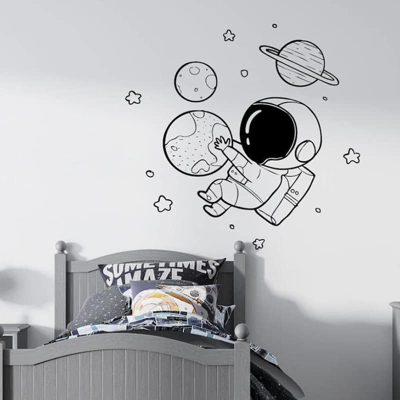 Presente de astronauta fofo para crianças quarto de bebê berçário decoração de decoração de casa planeta removível adesivo de parede de vinil bd793