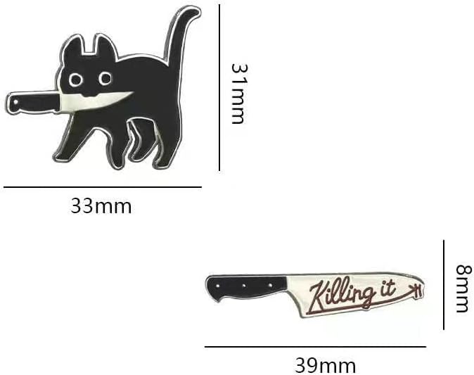 4 PCs Cartoon Broche Pins Broches de esmalte Black com faca Citão de pinos de lapela para mochilas meninas
