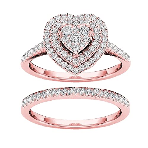 Women Jewelry Wedding Full Zircon Love Shaped Rings Fashion Ladies Hollow Knuckle Rings for Women Girls