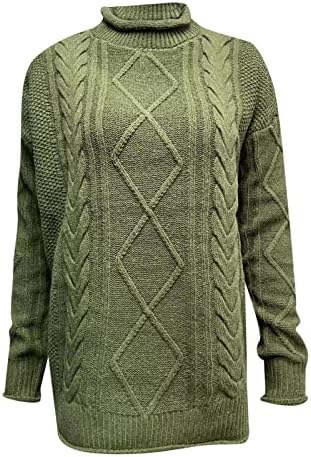 Camisolas para mulheres mulheres linhagem grossa meio suéter de gola alta de coloração sólida moda de malha casual