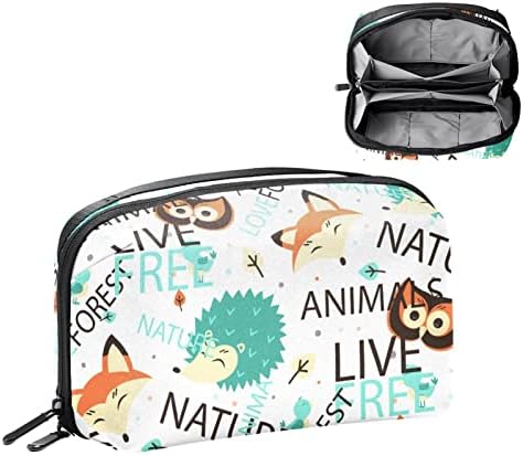 Doodle Animals Words Makeup Bag Zipper Pouch Travel Organizador cosmético para mulheres e meninas