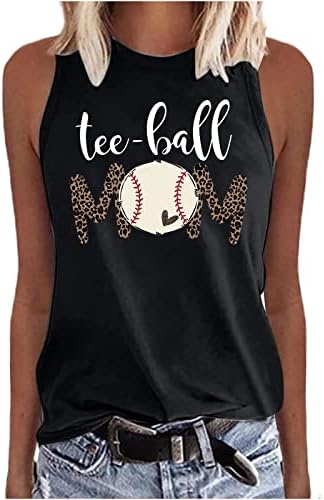 Camisa mamãe para mulheres Baseball DIA DO DIA DA Mãe Crewneck Letter Imprima Tops de camiseta sem mangas