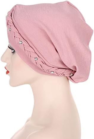 Headwrap de turbante de pérolas para mulheres quimioterapia sólida gorro de gaiolas de chapéu