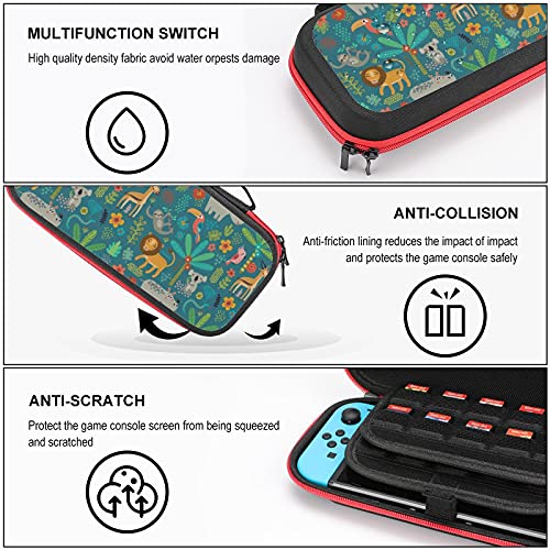 Caixa de transporte para Nintendo Switch Caso Case sem costura Jungle Animais à prova de choque
