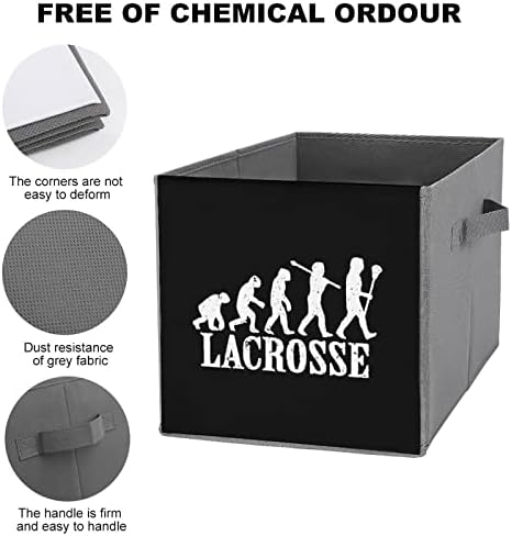 Lacrosse Evolution Graphic Lacross Player Storage Cubes com alças Bins de tecido dobrável Organizando cestas