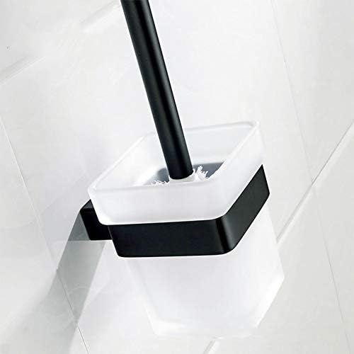 Escova de vaso sanitário em aço inoxidável preto com suporte para o banheiro, tipo de parede de montagem na