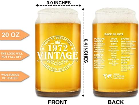 Lostear 50º aniversário Presentes de cerveja Lata de cerveja Glass, copos de cerveja Vintage