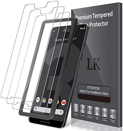Protetor de tela de pacote LK 3 projetado para o Google Pixel 3 XL de vidro temperado High Clear, Case Friendly,