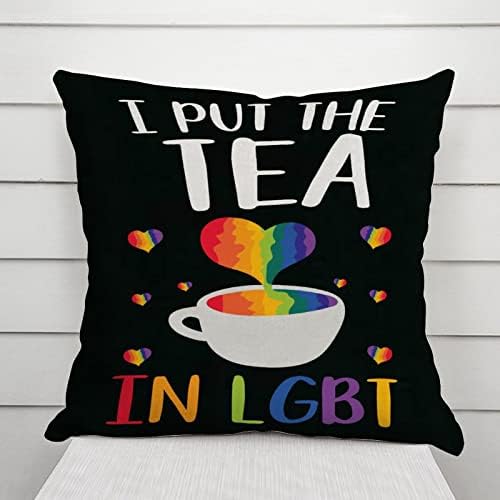 Coloquei o chá na capa de travesseiro LGBT Tampa de travesseiro romântico arco -íris orgulho lésbica