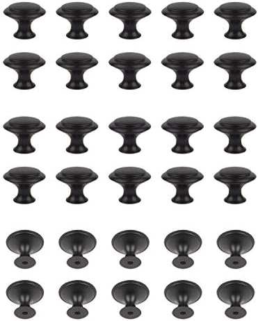 Botões de armário preto Mohern, 30 PCs 1-1/5 polegadas de cabine de cozinha, hardware de armário de