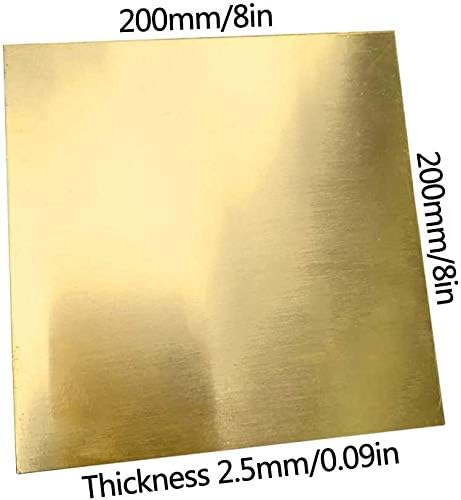 Folha de latão de latão Yuesfz 300x300mm espessura de 2,5 mm para artesanato de metal reparos de folha