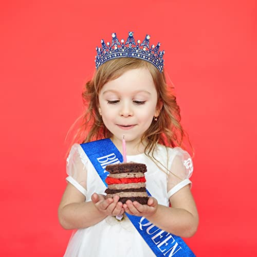 Cocide Birthday Tiara and Crown for Women Birthday Birthday Sash para meninas decorações de aniversário Conjunto de shinestone bandeira de cristal acessórios para o dia de parto de festas de parques bandos de cabelo bolo de bolo de bolo