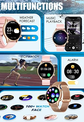 Smart Watch for Women1.32 HD Touch Screen Smartwatch com freqüência cardíaca monitor Sleep Monitor do pedômetro Rastreador de fitness Rastreador de fitness assistir esportes assistir para os telefones Android iOS