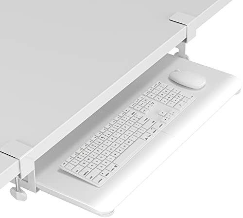 Bandeja de teclado bontec sob a mesa, retire o teclado e a bandeja de mouse com grampo C, 25,6 “x 11,8“