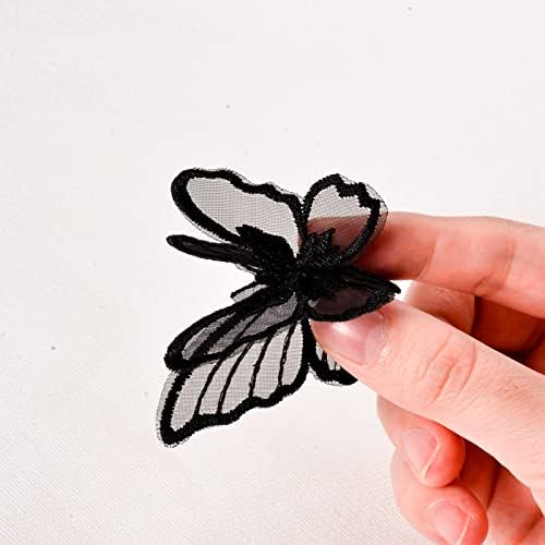 12 PCs Butterfly Lace Trim Camadas duplas Organza Fabric Patches bordados costurando apliques de artesanato