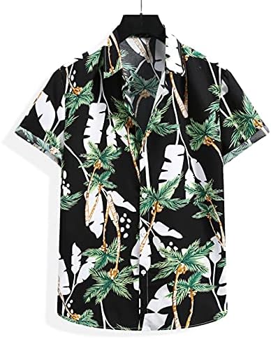 Camisa havaiana de gdjgta para homens mangas curtas Turn Down Down Flor Flor Prind Button Down