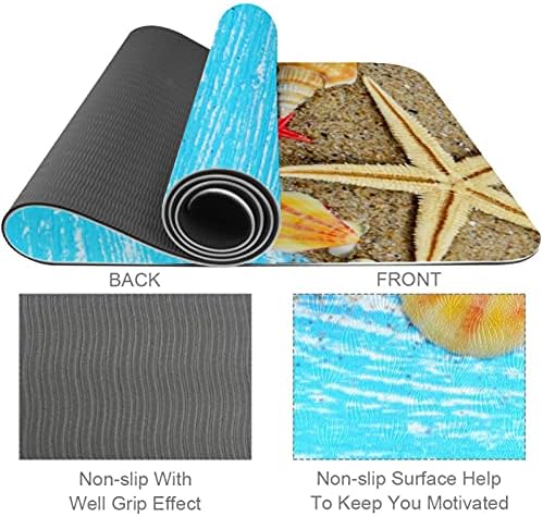 Sdlkfreli 6mm de tapete de ioga extra grosso, estupro de praia Print Print Eco-Friendly TPE Exercício