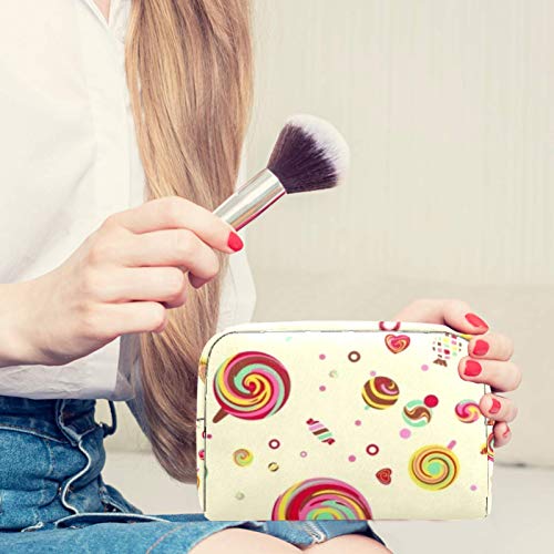 Bolsa de viagem cosmética de Lollipop doce Bolsa de beleza de maquiagem reutilizável de grande capacidade para meninas adolescentes 18.5x7.5x13cm/7.3x3x5.1in