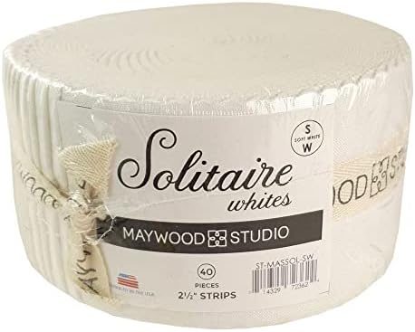 Solitaire Whites - Soft White 40 40 polegadas Tiras Jelly Roll Maywood Studio