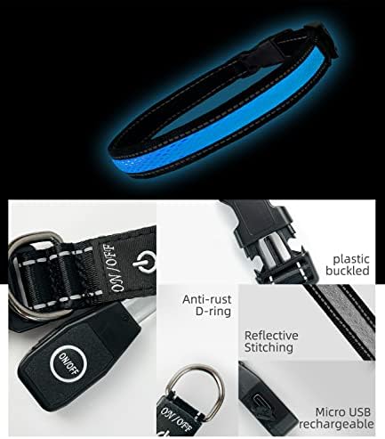 Comoil Led Dogs Collar Collar USB Recarregável e resistente à água Colar