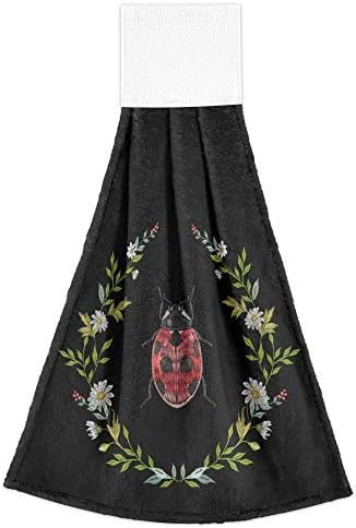 Yyzzh bordado redondo rumor floral corarão margarida ladybug Flores de ornamentos folhas besouro em toalhas