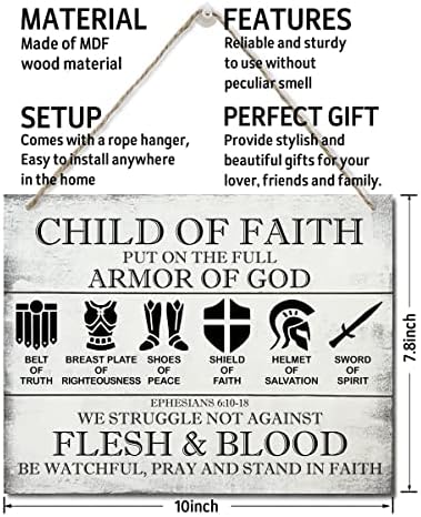 Parede de placa de placa de madeira estampada pendurada, coloque a armadura completa de Deus citação das escrituras