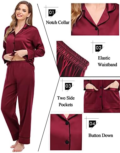 Casais swomog correspondente pijamas conjuntos de seda cetim de manga longa para dormir botão de cetim