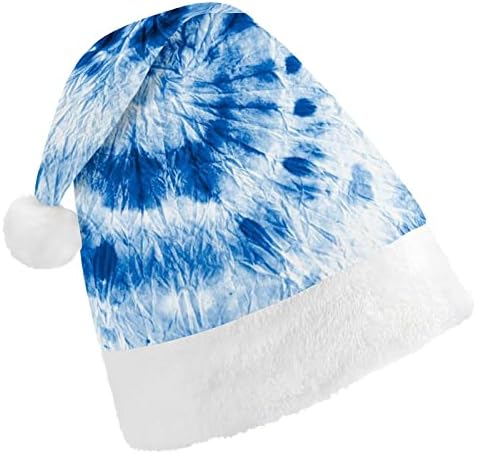 Indigo Blue Aquarela Dirty Art Arte Chapéu de Natal Papai Noel para adultos unissex Comfort Comfort