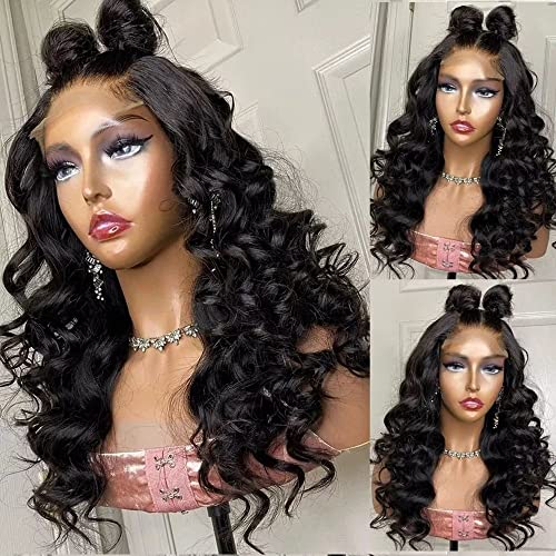 Onda solta 13x6 Lace Invisible Front Wig Middle Part for Women Pré -pecada HD HD Lace Frontal Wig Natural