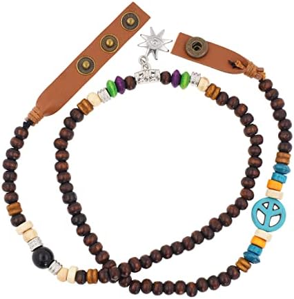 Mandala artesanato símbolo de paz contas de madeira embrulha de pulseira/pulseira zen/pulseira de várias