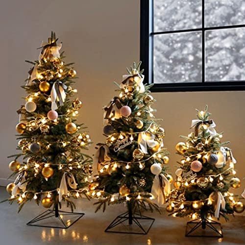 Árvore de Natal pré-iluminada Indyah, árvore de Natal artificial de ponta, bancos de metal e galhos articulados,