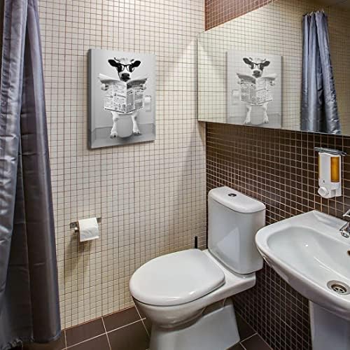 Soothan Funny Funny Vic Tela Arte da parede Black e branco Decoração do banheiro humor Animais Banheiro