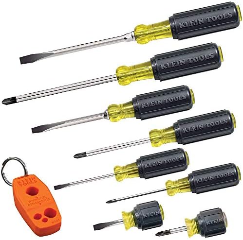 Klein Tools 85148 Conjunto de chaves de fenda 8pcs inclui magnetizador/desmagnetizador e conjunto de ferramentas de 647m, tamanhos de drivers de porca magnética 3/16, 1/4, 5/16, 11/32, 3/8, 7/16, 1/2 polegada, 6 -Inch eixos ocos, 7 peças