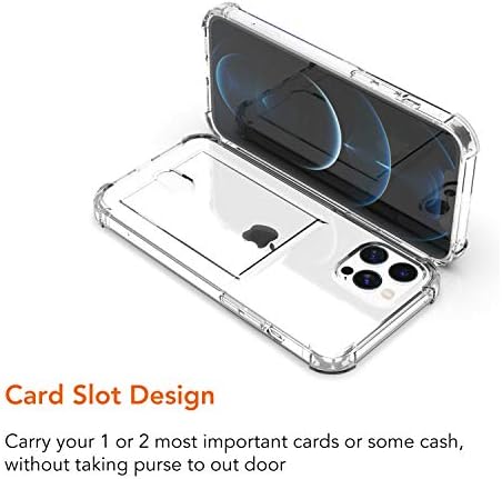 Anhong Compatível com iPhone 12 Pro máximo de 6,7 polegadas, atualização do capa de slot de cartão transparente, capa de carteira à prova de choque de TPU protetora de proteção à prova de proteção com suporte para suporte para cartão