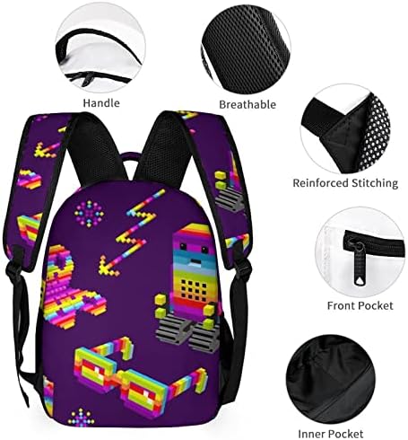 Robôs de mochila escolar e arco -íris Backpack Backpack Backpack para viagens de compras de viagens