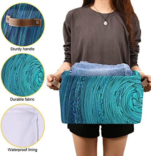 ASLSIY Blue Spiral Grande cesta de armazenamento Bins de berçário Roupa dobrável Roupa de roupa com alças para
