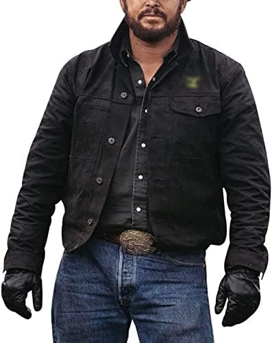 Série de TV masculina Cole Hauser Rip Rip Stone Wheeler Jaqueta de cowboy de algodão preto elegante | Xxs-3xl