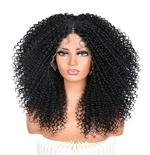 Annisoul Black Curly Lace Front Wigs para mulheres negras, cabelos sintéticos de peruca de renda pré -arrancada