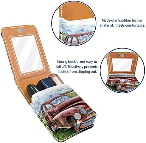 Caixa de batom de maquiagem para o padrão de batom portátil de padrão de carro externo com espelho