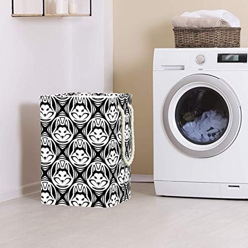 Deyya Black White Hipster Husky Dog Pattern Laundry Bestkets dificultam altos dicas dobráveis ​​para crianças