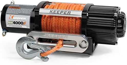 Guincho elétrico de Keeper, 4000 lb. Capacidade 12 volts, corda sintética