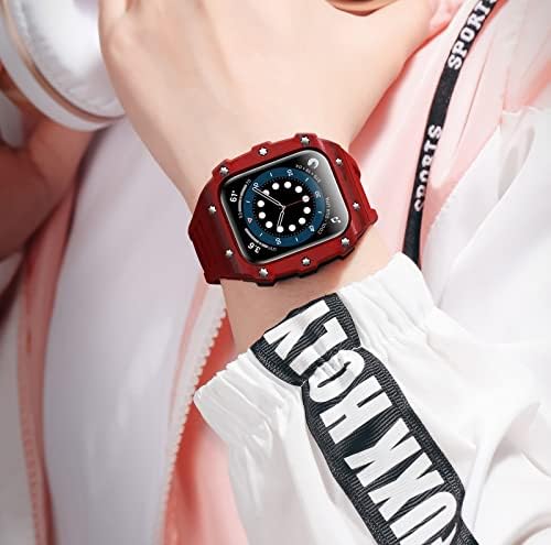 Ekins Luxury Modification Kit Case Band for Apple Watch 45mm 44mm 40mm 41mm Morça de borracha+estojo