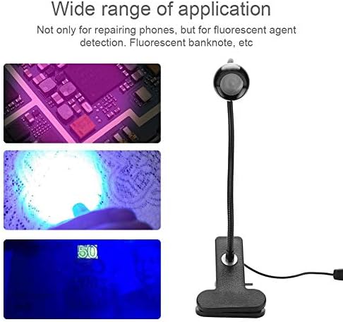 Famkit Big Chip 395nm UV luminárias pretas LED com pescoço de ganso e grampo para unha UV e cura