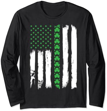 Camisa irlandesa de bandeira americana St Patrick camisa de manga longa