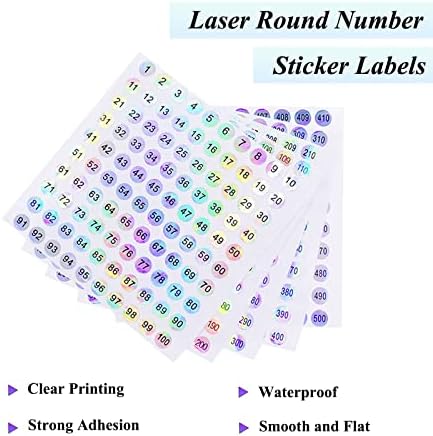 Adesivos de número de garrafas de esmalte Nauhix, adesivos de números de laser redondos de 10 mm, rótulos autodesivos consecutivamente numerados para armazenamento, organização